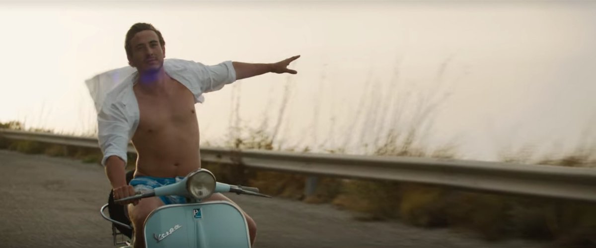 30 – In the last scene, Tim is finishing up narrating his postcards and he rides through the streets of Italy on, I shit you not, a blue vespa. Do I even need to explain? Motorcycles are very present in multiple of HL’s mvs and ofc there’s the iconic blue vespa larry pic.