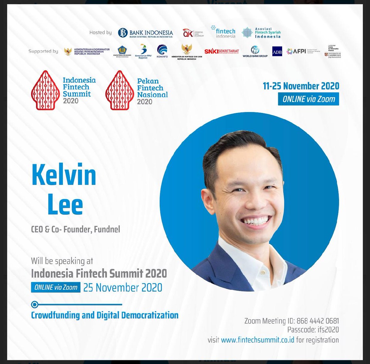 Hear from our CEO and co-founder, Kelvin, at the Indonesia #Fintech Summit as he explores how #crowdfunding will continue to empower #startups in achieving their growth potential.

Join us here at the time of the event — no registration required! bit.ly/39cavf2