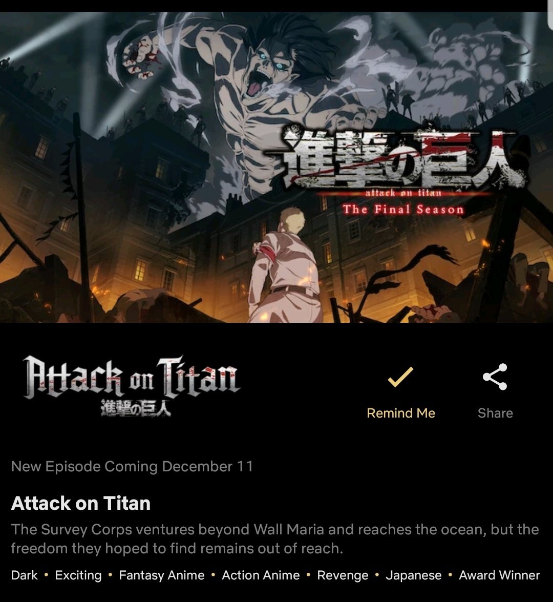 Is Attack on Titan season 4 on Netflix?