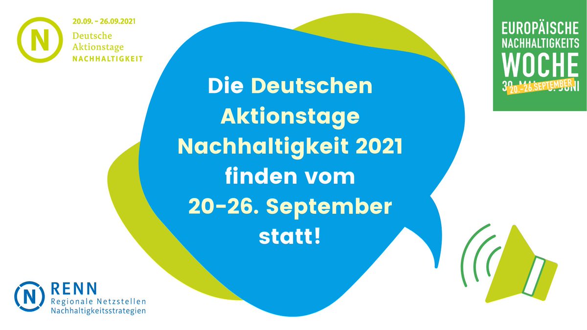 RNE_DE's tweet photo. #SaveTheDate 🗓️🖍️ : Die Deutschen Aktionstage #Nachhaltigkeit (DAN) gehen in die nächste Runde - und finden mit @EuropeanSDWeek vom 20.-26.09.2021 statt! Alle Infos zu den DAN: https://t.co/OKR5l8cTvW #tatenfuermorgen #gemeinsamfuermorgen #Act4SDGs https://t.co/n6UaY7aQfI