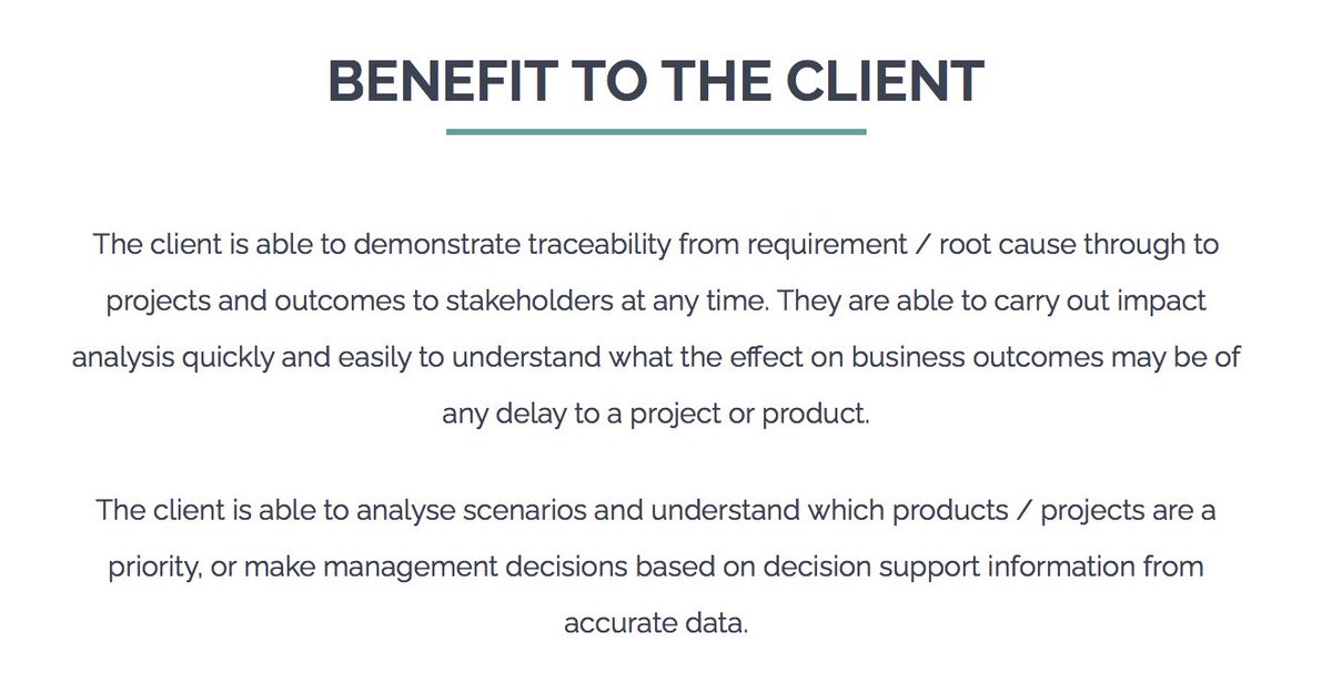 belay_ltd's tweet image. Benefits at the 💙 of what we do. Brief = 'to deliver confidence to the customer and stakeholders that all requirements are satisfied and traceable to outcomes throughout a significant change programme.' #change #projectmanagement #changemanagement ow.ly/LQtm50CtlY5