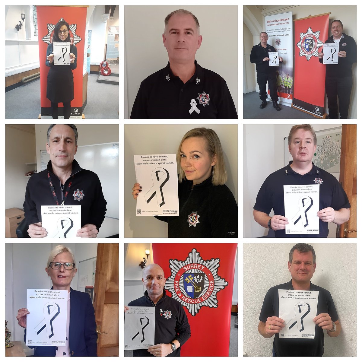 For #WhiteRibbonDay our colleagues are taking a stand to END violence against women. There's been an increase in domestic abuse &amp; other violence against women during the pandemic. Call the Your Sanctuary helpline on 01483 776 822. Dial 999 in an emergency. You are not alone.