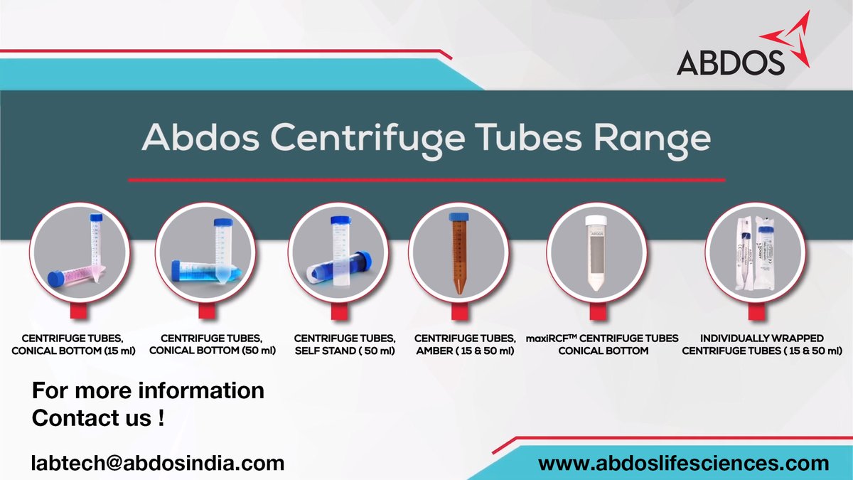 AbdosLabtech's tweet image. Abdos Centrifuge Tube Range !

#abdos #centrifugetubes #lifesciences #lifescience