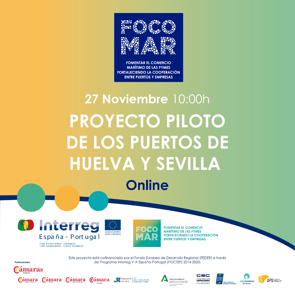 oficinaiticadiz's tweet photo. 📣 JORNADA ONLINE PROYECTO FOCOMAR: PROYECTO PILOTO DE LOS PUERTOS DE HUELVA Y SEVILLA 📣
📆 27 nov, a partir de las 10:00 h.
👉 Inscripciones: https://t.co/LZks0PcyQA
ℹ Más info.: https://t.co/5Dc1yOvggc
#jornada #FOCOMAR #españa #portugal #interreg #POCTEP #FEDER 🇪🇺 https://t.co/wnweB9TRNq