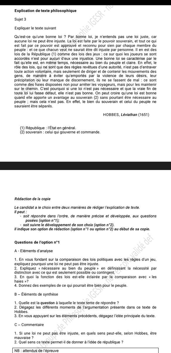 profs_de's tweet photo. Texte de Hobbes : une note à souverain : "celui qui gouverne", mais pas à "pouvoir souverain" qui est la création du peuple, ce qui incitera les élèves à personnifier l'autorité politique et à faire un contresens, la connaissance de l'auteur n'étant pas requise. @jmblanquer https://t.co/mORPWedubt