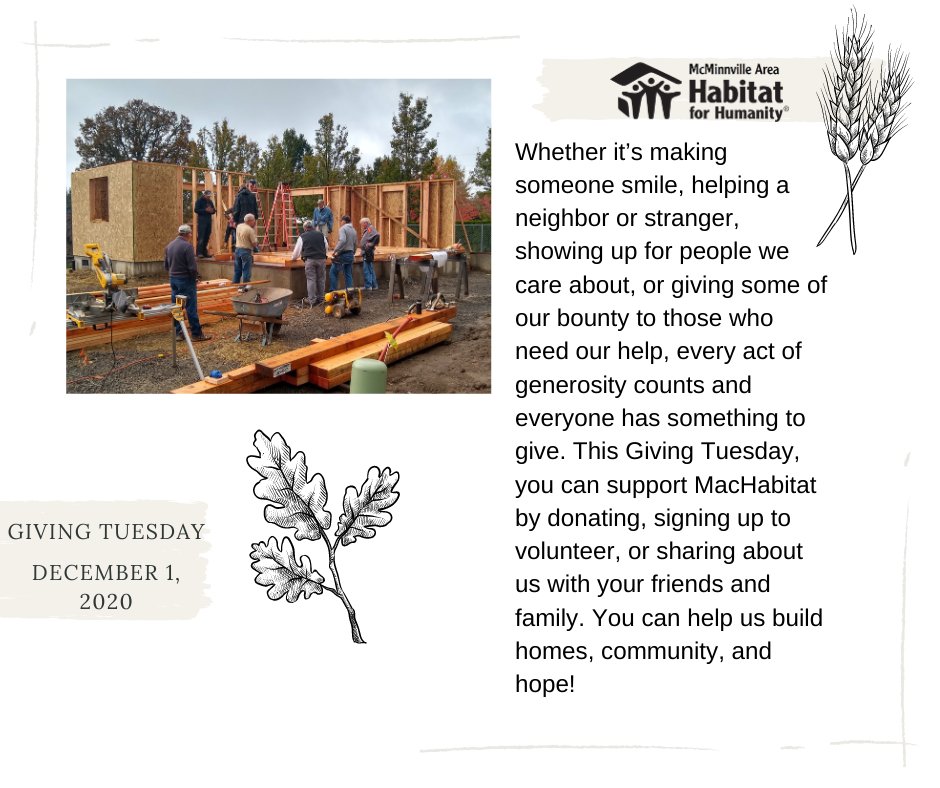 Only one more week! #MacHabitat #GivingTuesday#HabitatForHumanity 

To learn more about our programs visit: machabitat.org