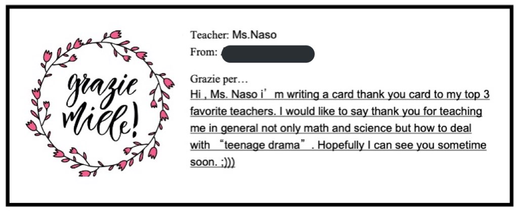 My heart!!!! 😍 Grazie @gbertoli7 for designing such a heartwarming activity for the middle school Italian students and sending these notes my way. I miss you all/mi mancate tutti! 🇮🇹❤️ #FromSixToSoehl #LindenFamily <a href="/SoehlLPS/">Joseph E. Soehl Middle School</a> <a href="/Clicks4_Sch6/">Linden School No. 6</a> @LindenSupe