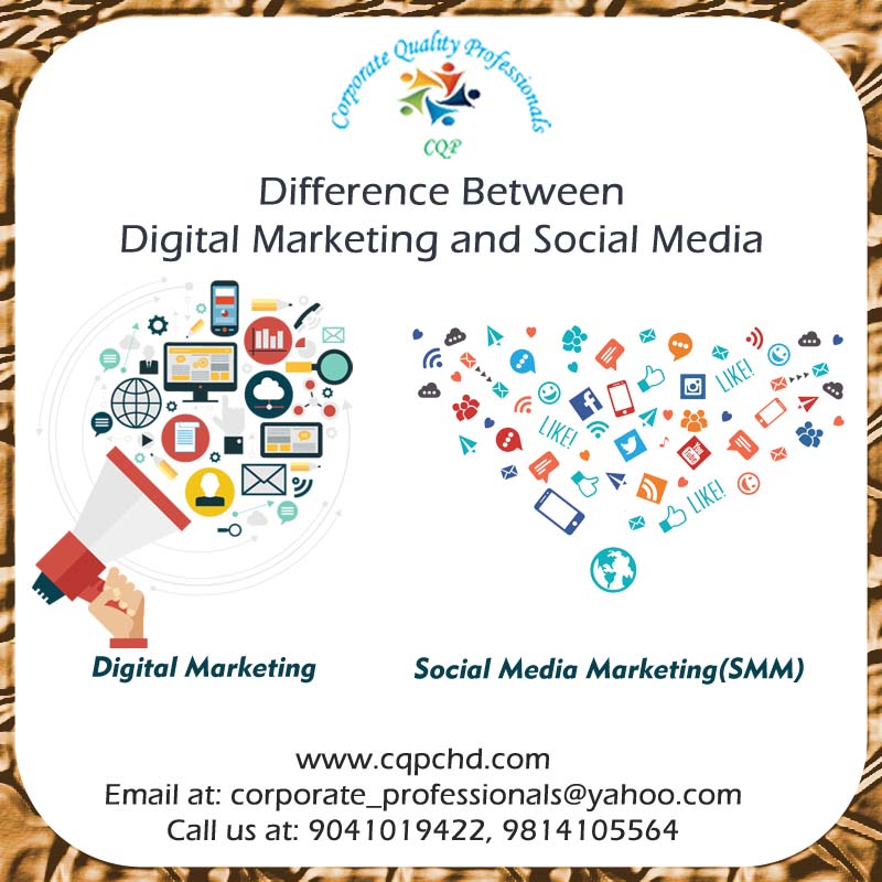 Digital marketing is the marketing cycle of building awareness and promoting in digital channels. Social media is the most well known trendy in web-based media stages, basically, Facebook and Twitter.
For more details visit us at cqpchd.com
Call us at 9814105564