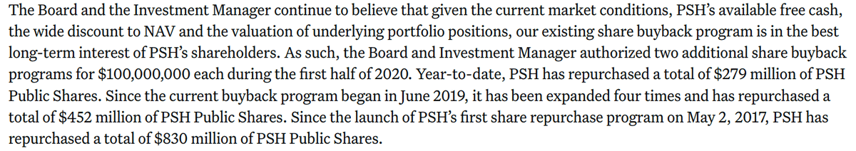 8/PSH is doing several things to narrow its discount. They have been doing a massive buyback program. So far they have bought back a little over 19% of shares outstanding.