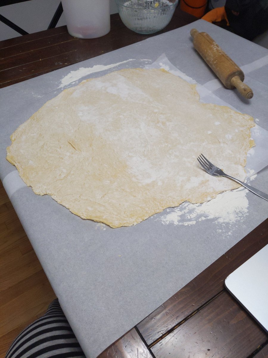 We have reached the desired roll out.Now, for noodle cutting.Literally every year I cannot remember whether I am supposed to roll these up and then make the slices, or just slice them straight from the sheet?