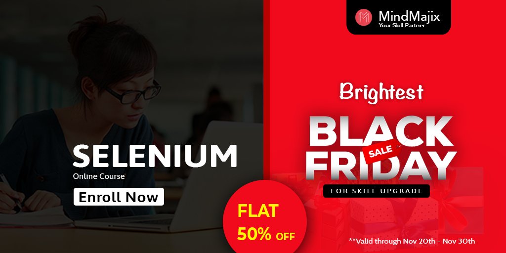 mindmajix's tweet photo. Want to master the complete #Selenium suite from basic to an advanced level?
๐๐ป๐ฟ๐ผ๐น๐น in @Mindmajix, as we got the BRIGHTEST #BLACKFRIDAY Sale with ๐๐๐๐ง ๐ฑ๐ฌ% ๐ข๐๐ ๐ฅhttps://t.co/U9mEPFpzyZ๐ฅ on #Seleniumonlinetraining https://t.co/RmRgJ0tpYW