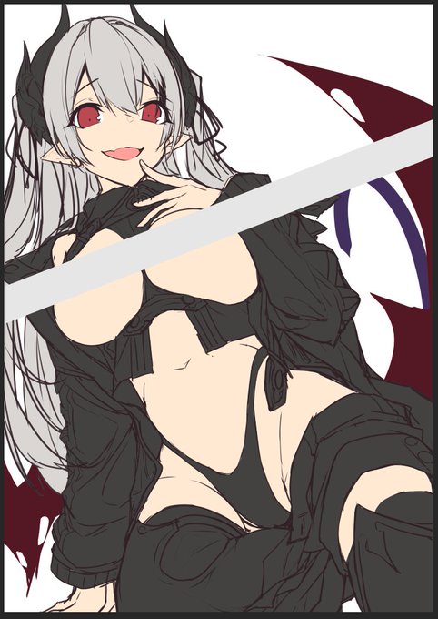 肌面積確認で服飾真っ黒で塗ったんだけど、ブラックメリア様もいいね☺️ 