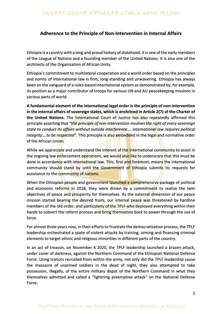 AbiyAhmedAli's tweet image. Adherence to the Principle of Non-Intervention in Internal Affairs