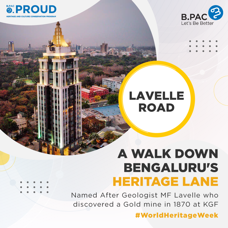 BPACofficial's tweet photo. #LavelleRoad traces its nomenclature back to a retired British Army officer turned Geologist, Michael Fitzgerald Lavelle, who built a house on the land awarded to him for discovering a goldmine at KGF.

#BPAC #BProud #Bengaluru #WorldHeritageWeek @vikramsampath @vasantshetty81 https://t.co/WDLDp1yKna