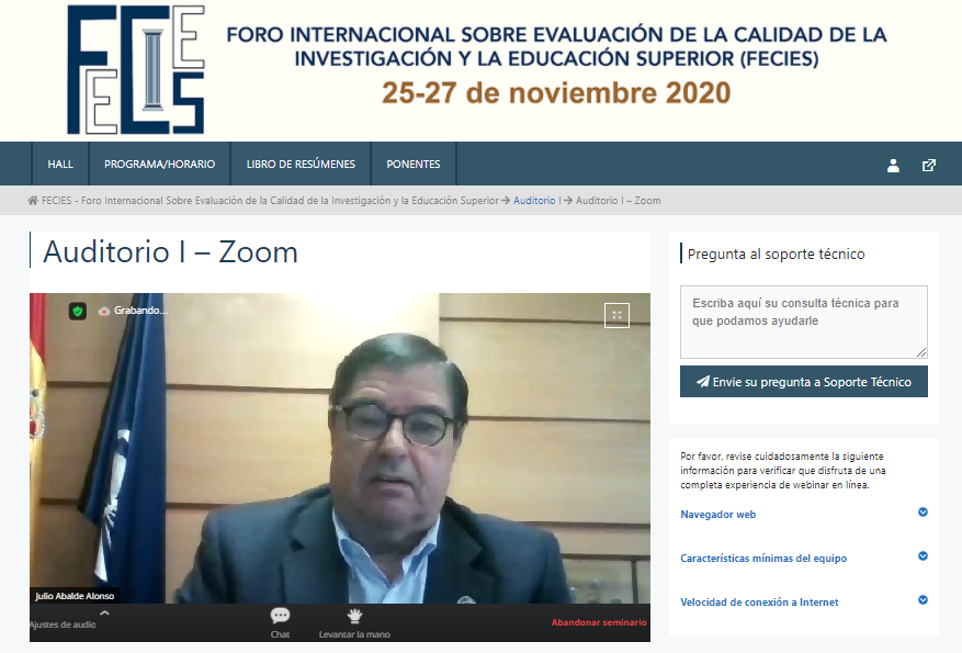 vanvalgar's tweet photo. Comienza el XVII Foro Internacional sobre la Evaluación de la Calidad de la Investigación y de la Educación Superior (#FECIES) que se celebrará del 25 a 27 de noviembre, con la Conferencia Inaugural a cargo de @julioabalde Rector de la @UDC_gal. https://t.co/OSzRGryTdU