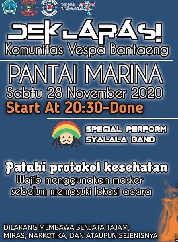 Jangan Lupa 3 (tiga) hari lagi ada #AcaraVespa di Pantai Marina. Info lengkap cek instagram.com/eventvespaindo…