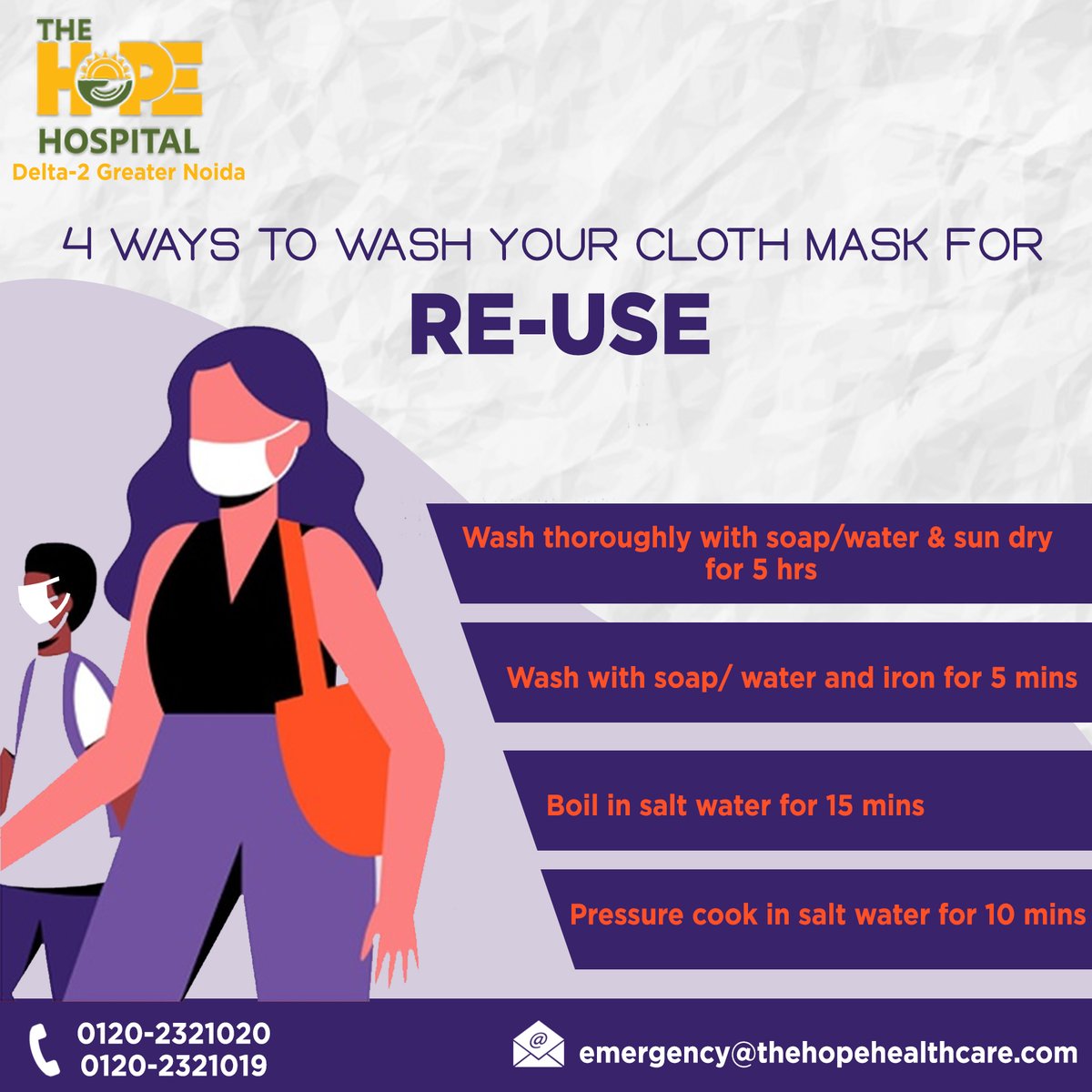 HopeHospitalGN's tweet image. 😷 It is highly recommended to start wearing a HOMEMADE #CLOTHMASK because not only is it adequately #protective but can also be easily #REUSED.
But make sure that it is #CLEAN &amp;amp; #SANITIZED beforehand. Here are 4️⃣ ways to ensure the same.

#COVID19 #coronavirus #coronapandemic