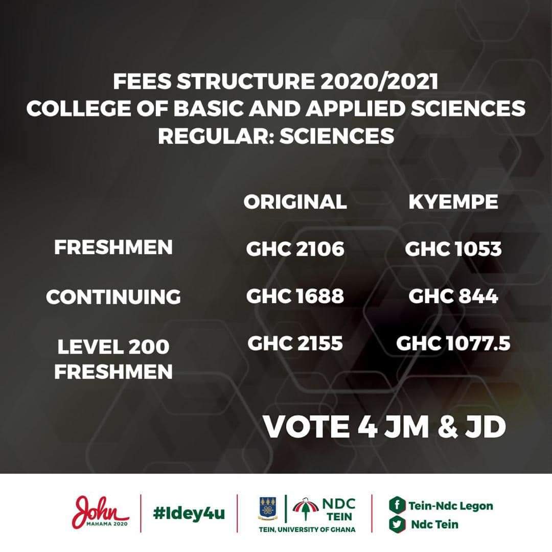 yaoamicus's tweet photo. How school fees will be like under the next John Mahama administration. #JohnMahamaDelivers https://t.co/zne8ZLrrno