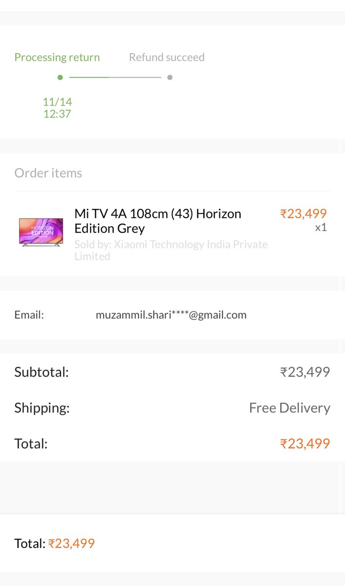 muzzu06's tweet photo. @MiIndiaSupport it’s been 10 Days since I had canceled my order and still I haven’t received my refund. Order ID: 5201114537462969, Complaint no. WOIN20201120000494. 4 times I have contacted mi and every time I get a response saying our team is working on it. https://t.co/scbhnIz2gF