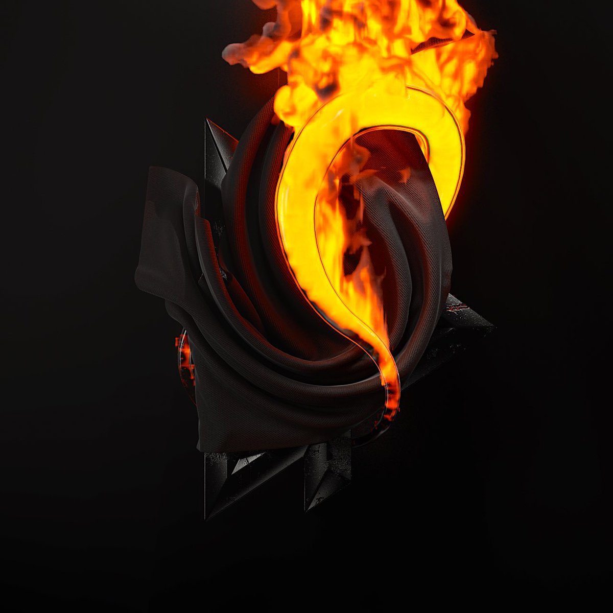 xrossfader's tweet photo. My logo. In black. With cloth and fire. Doing none HDRI light studies on black objects. Lots of fun playing with #xp sims for the cloth and fire. 

#c4d #maxon #redshift #insydium #3dart #dailyrender #design #logo #simulated #cinema4d #rs3d #redshift3d https://t.co/tszg9hqtGv