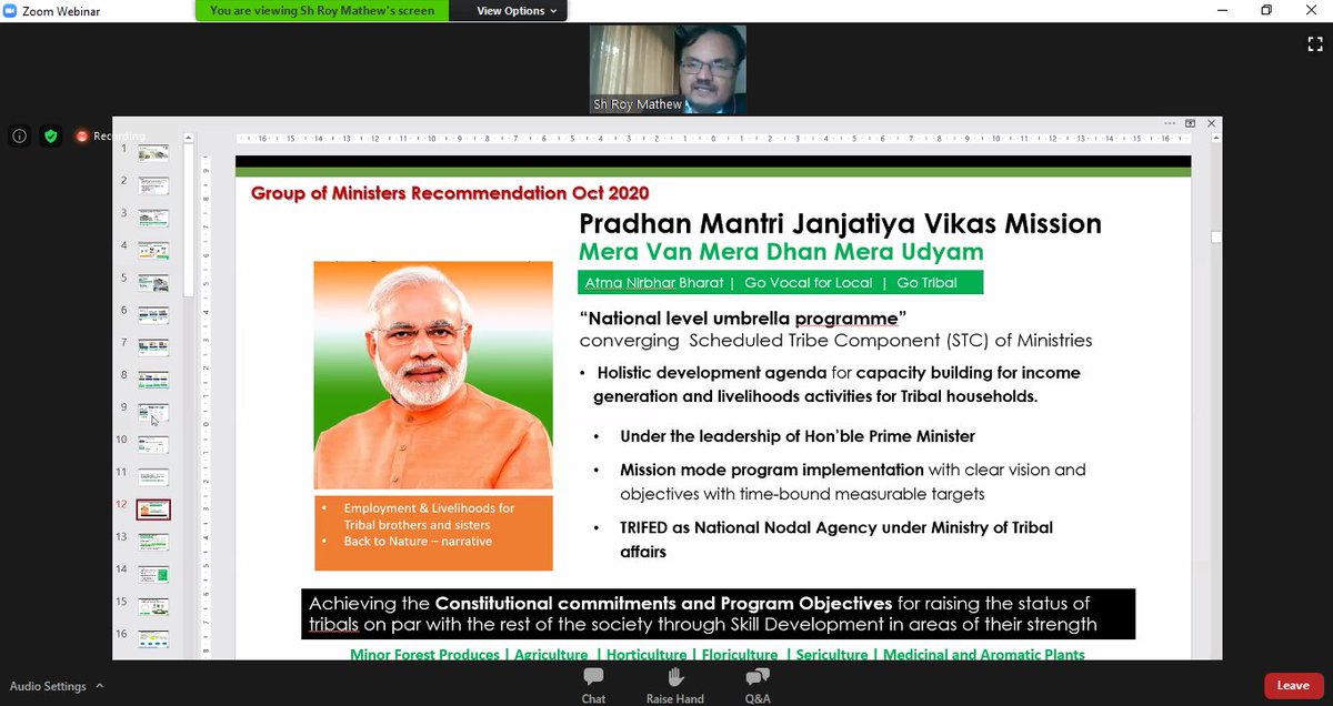 VanDhanSeVikas's tweet photo. #TRIFED conducts National level Webinar today on Phase 2: Implementation of MSP for MFP and Van Dhan Mega Projects, along with all the State Nodal and Implementing Agencies and members of Van Dhan Kendras.
@PIB_India @PIBTribal @mygovindia @MundaArjun
#VanDhanYojana #MSPforMFP https://t.co/Ukk4RjwSkH