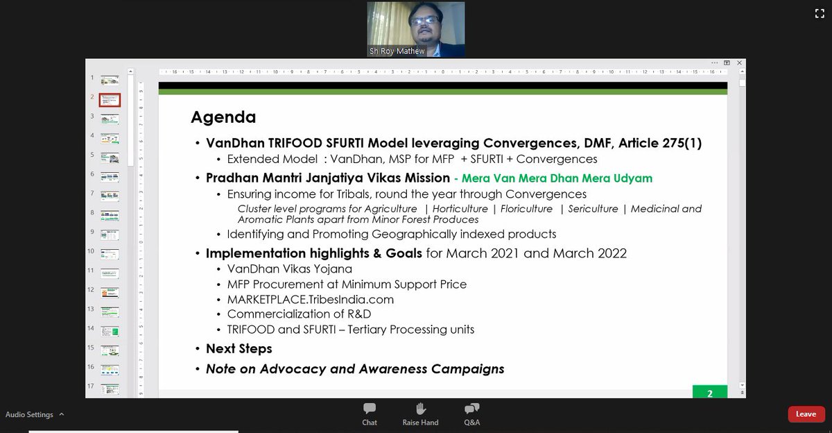 VanDhanSeVikas's tweet photo. #TRIFED conducts National level Webinar today on Phase 2: Implementation of MSP for MFP and Van Dhan Mega Projects, along with all the State Nodal and Implementing Agencies and members of Van Dhan Kendras.
@PIB_India @PIBTribal @mygovindia @MundaArjun
#VanDhanYojana #MSPforMFP https://t.co/Ukk4RjwSkH