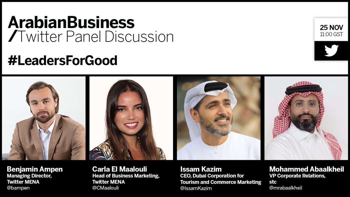 Tune in at 11am UAE to our first live Twitter 60 minute panel with regional leaders discussing their impactful and philanthropic efforts during crises #LeadersForGood