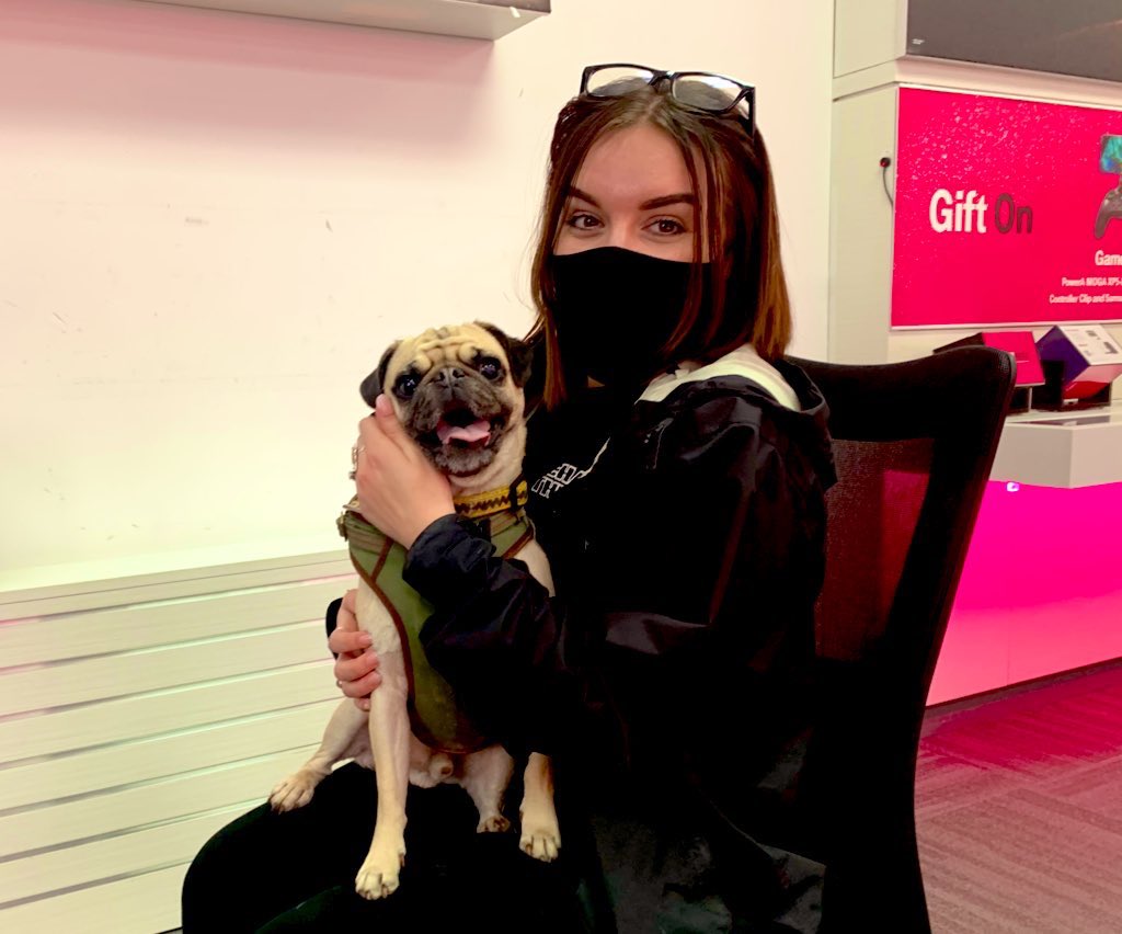 LuskKaylor's tweet photo. WHO wouldnβt want to track and make sure their furry friend is safe and active with a T-Mobile #SyncUPPETS πΆ This good boy was more than excited to start tracking his workouts! @TMobile https://t.co/oOOzY5T8i0