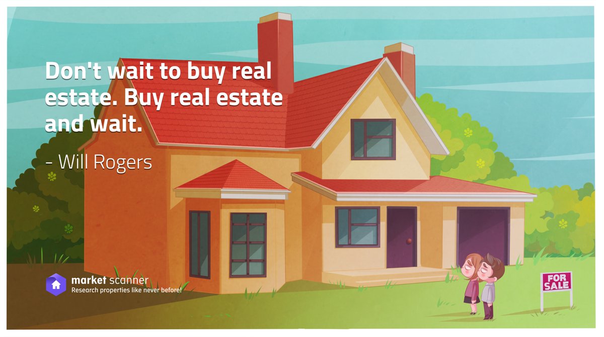 oftucom's tweet photo. "Don't wait to buy real estate.
Buy real estate and wait."
- Will Rogers
#RealEstate #Quote #MarketScanner #Investing https://t.co/16DKK1hHi8