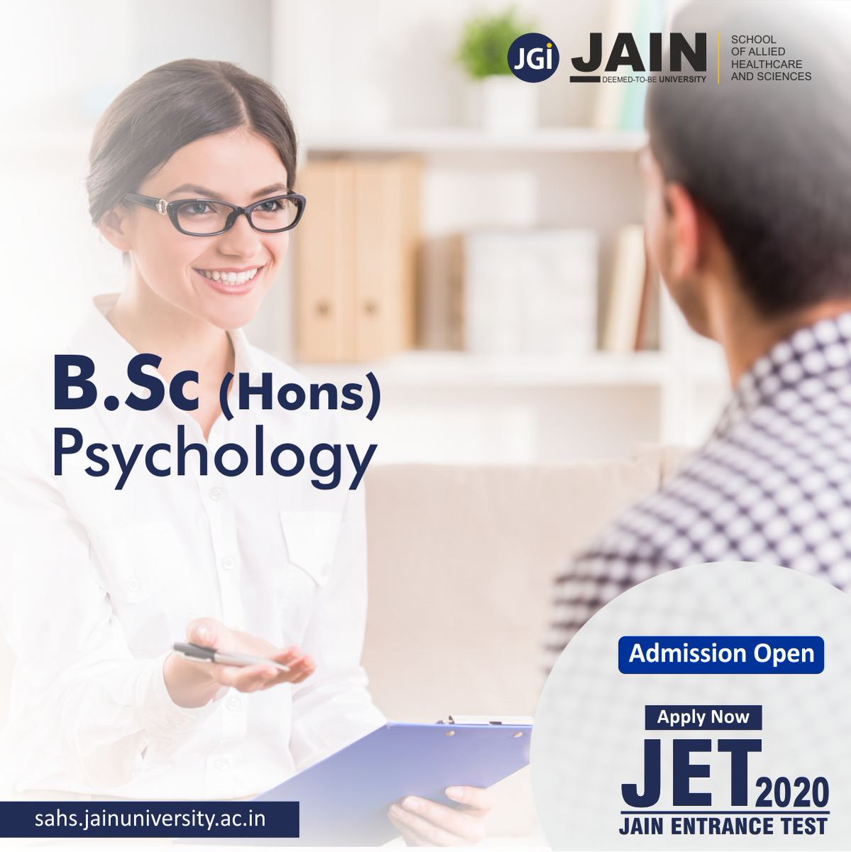 SAHS_Updates's tweet photo. Ever wanted to explore the human mind?

Our BSC (Hons) Psychology program covers topics like human behavior, mind, consciousness and much more.

More details here: https://t.co/RaHe0eYiVn

#BscPsychology #AlliedHealth #SAHS #JainUniversity #JET2020 https://t.co/7MPWNvQXlK