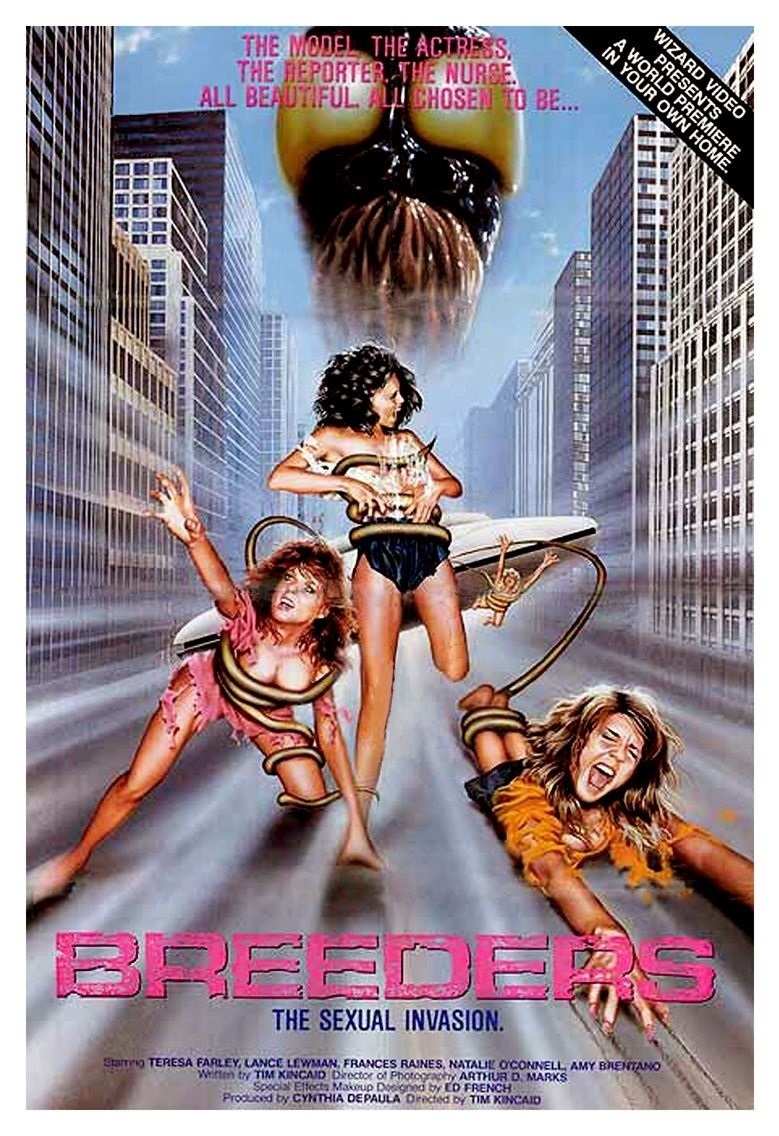 AngusKohm's tweet photo. Breedersย (1986) by #TimKincaid
(who made a handful of cult films and a whole lot of porn)
"The model. The actress. The reporter. The nurse. All beautiful. All chosen to be ... #Breeders"
"They're Gonna Love You ... 'Til You're Dead!"
#Horror #SciFi
#TrashOrTreasureTuesday https://t.co/x7O6P8mrHF