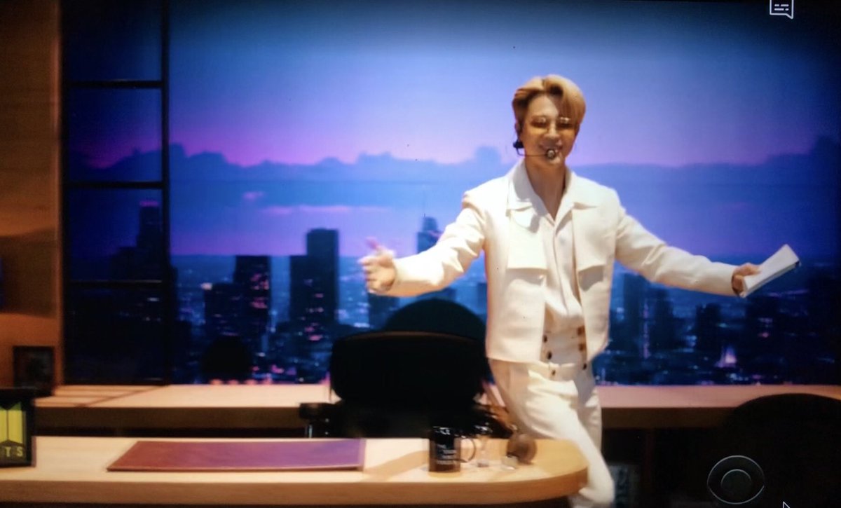 TVWatchtower's tweet photo. Looks like Jimin aka Baby Mochi could be taking over for Papa Mochi one day on @latelateshow ! https://t.co/gstjeeG83m