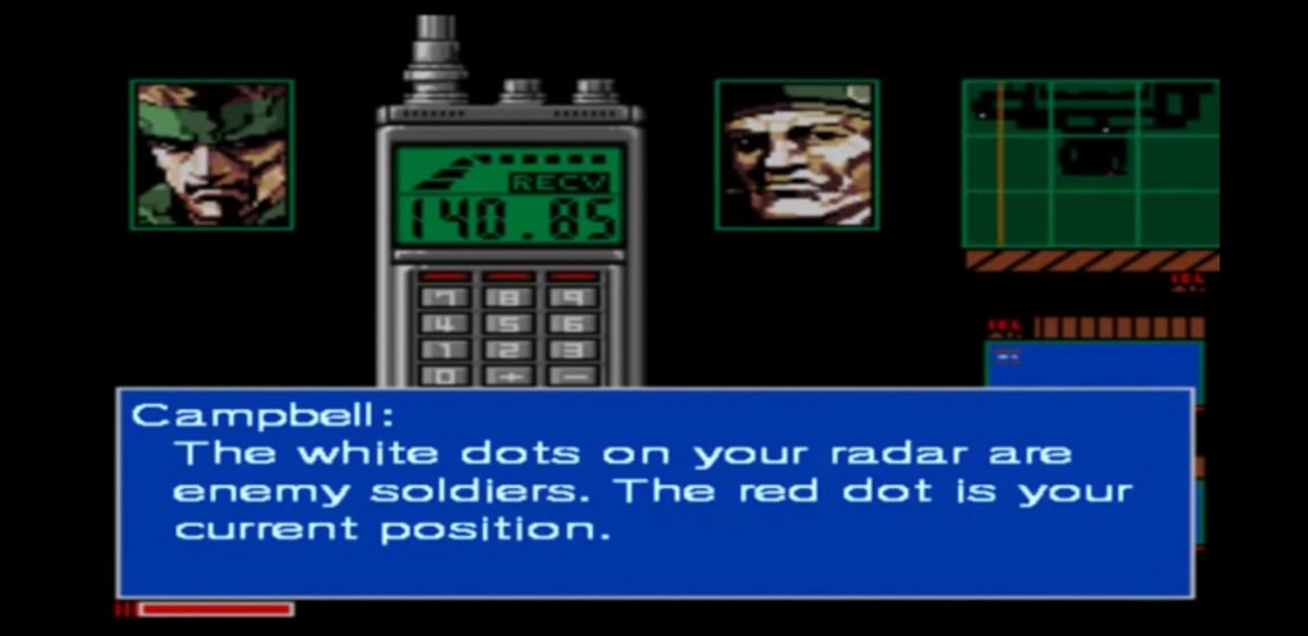 8. Colonel Campbell and Master Miller are here! You get to see more of Miller here which makes the twist in MGS1 more heart breaking.