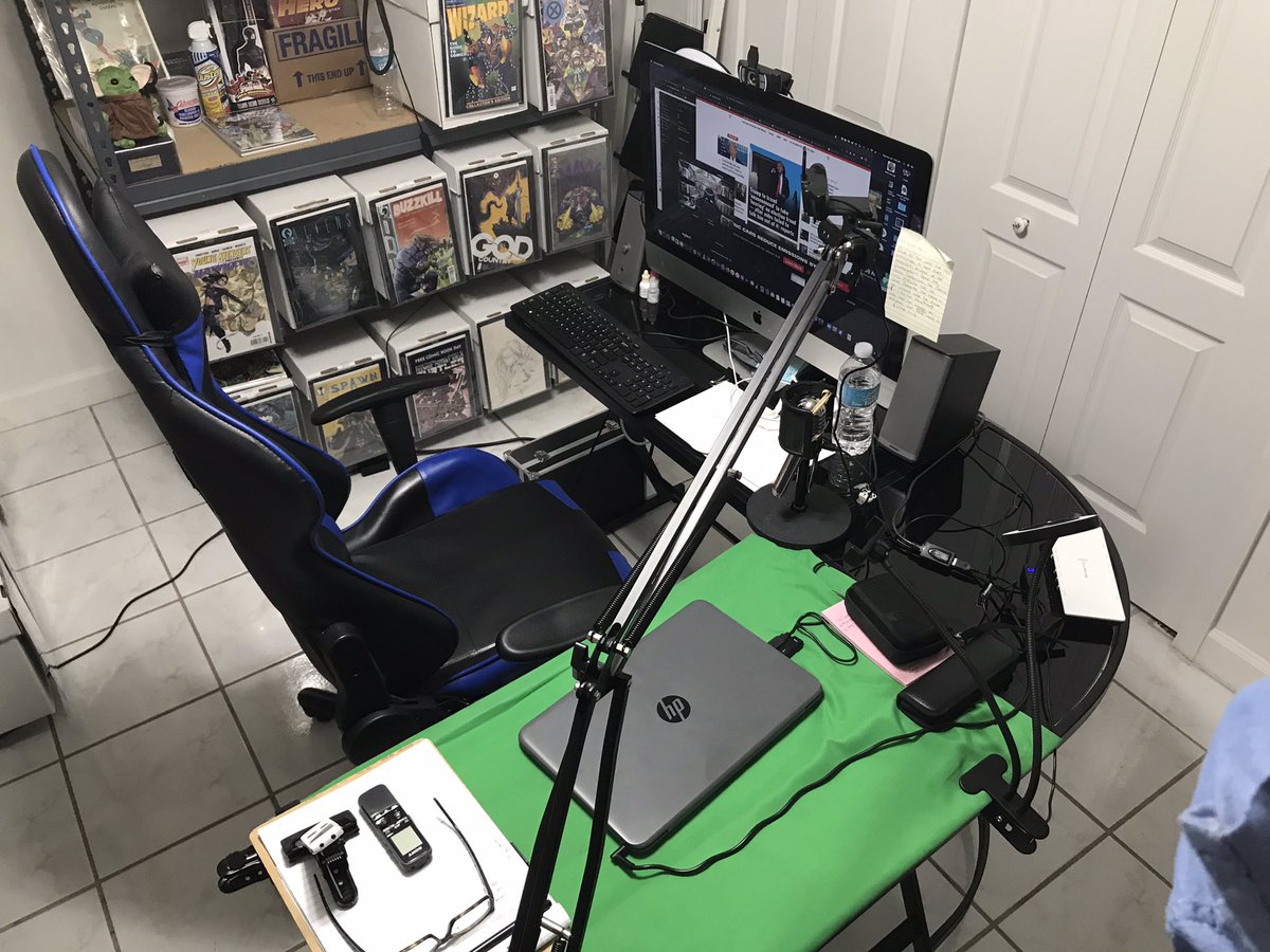 RobWorst's tweet photo. Redecorating my comic office at 2am on #NCBD and I think I’m going to put “HALL OF JUSTICE” above the window in camera view for the Attorneys &amp; Judges... ok, and for me.
.
Live episode of #NotNearMint tonight at 10pm featuring @IFLC_Nuff_Said 
😸
https://t.co/fVgB25VUyq https://t.co/KiwHyYroOv