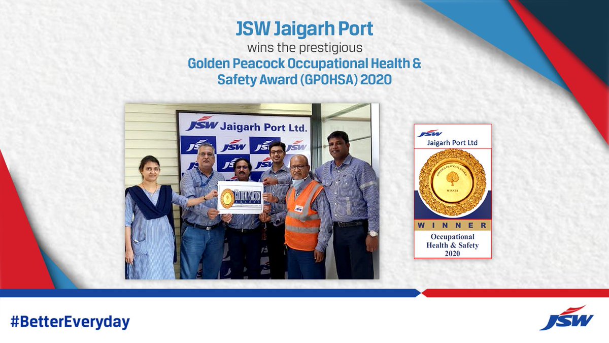 TheJSWGroup's tweet photo. Congratulations to the team for being recognized for excellence in Health &amp; Safety Standards. The safety of our employees is a priority and awards such as these are not only a welcome acknowledgment of our efforts but are also a motivation to raise our standards. #BetterEveryday https://t.co/FLlJTO1Wg9