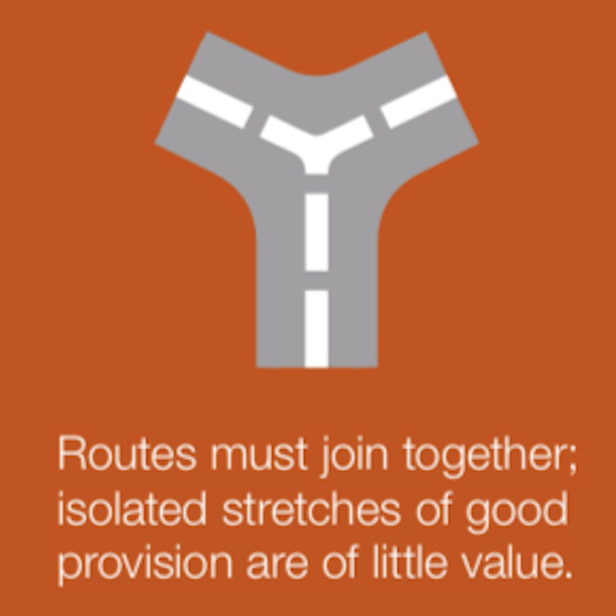 Another of  @transportgovuk's Key Design Principles for cycle infrastructure:"Routes must join together; isolated stretches of good provision are of little value."