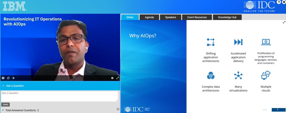 IDCMEA's tweet photo. Why AI Ops explained by @IDC #shiftingapplications #acceleratedapplication #multipleclouds #virtualizations #complexdata #programminglanguages #services |  @HarishdunakheI at the @IDC &amp; @IBM webinar focusing on Revolutionizing IT Operations with #AI https://t.co/seHP31bgeQ