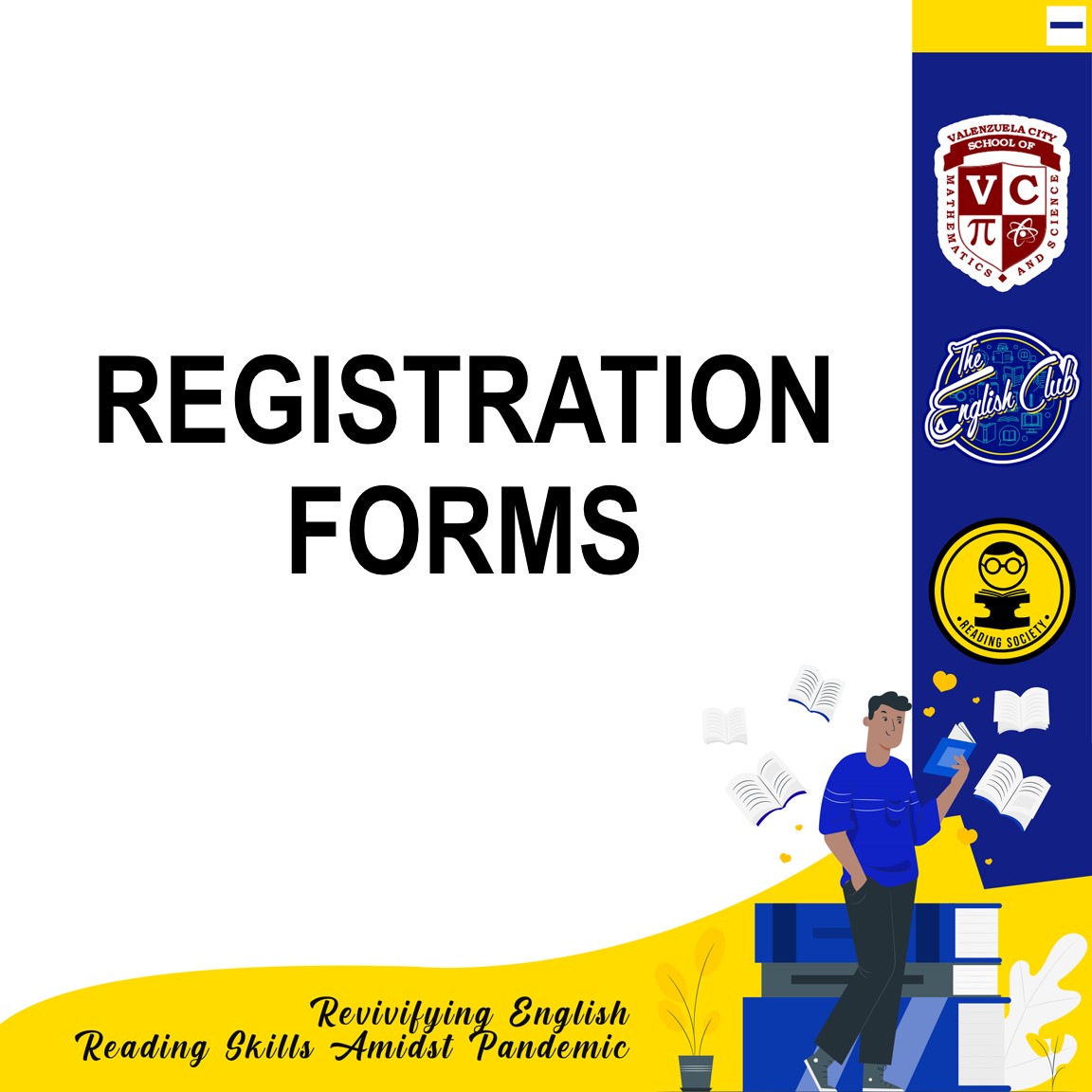 vcsms_readsoc's tweet photo. Here are the Google form links for the registration of the following activities/contests:

Tell-Me-A-Story
https://t.co/L0pwok1rQd

On-the-Spot Essay Writing Contest
https://t.co/4m0d7AbIx7

Extemporaneous Speaking
https://t.co/jCpV3qYdZE https://t.co/V7FWHQkULJ https://t.co/aBSZ2pa6dy
