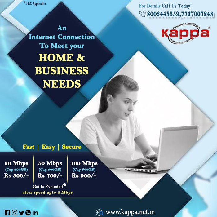 KappaInternet's tweet photo. The Most Fast &amp; Secure Internet Connection To Meet Your Home &amp; Business Needs
Call On: 8003445559,7727007243
Advertising Buddy: @keenkbp 
#ISP #hotspot #internetservice #UnlimitedData #connectivity #HighSpeedInternet #wifi #fastinternet #fupplan #KBP #network #technology #udaipur https://t.co/3cOUxjdqEc