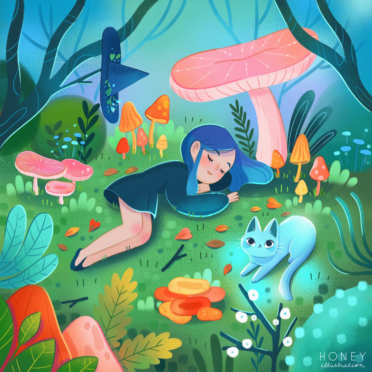SuperCatHoney's tweet photo. Good morning 🍄✨
#childrenillustration #illustration #witch https://t.co/uvW4c6E8Do