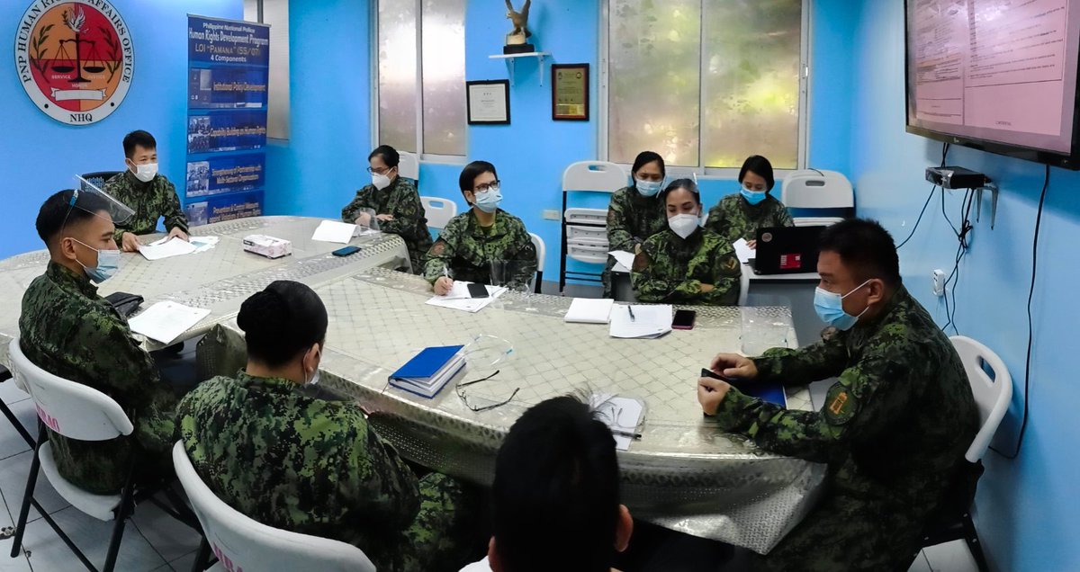 pnphrao's tweet photo. PCOL VINCENT S CALANOGA, Acting Chief, HRAO presided Conference regarding the   Joint Program on Human Rights in relation to UNHRC Resolution No. 45 on November 25, 2020 at HRAO Conference Room, Legal Service Bldg., Camp BGen Rafael T Crame, Quezon City. https://t.co/065tm5YQO8