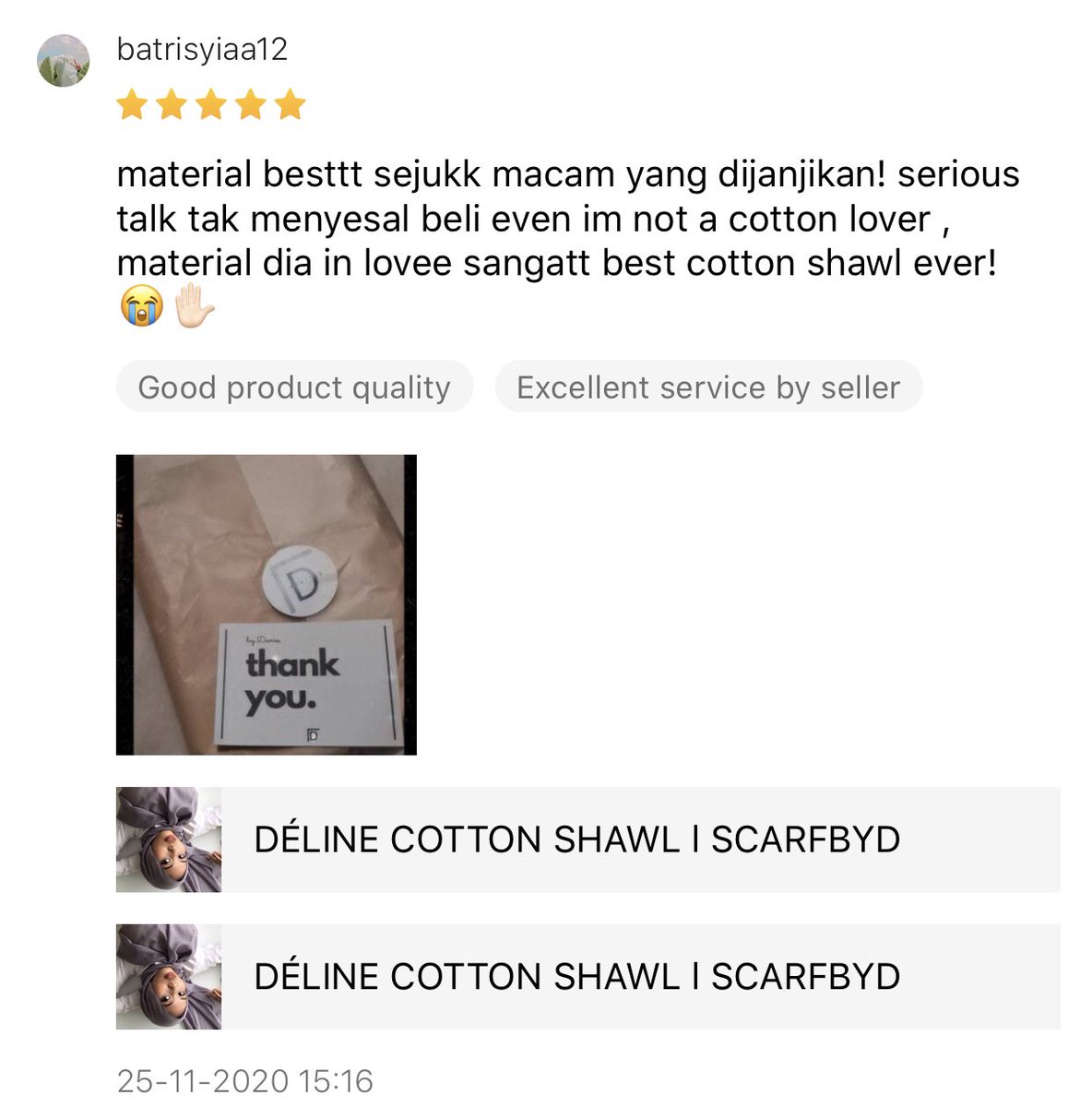 ScarfbyD's tweet photo. Customer yang baik juga rezeki. Good reviews will always be the best marketing.

Customers’ reviews>>>>>>>>>> https://t.co/ltxtyVZva2