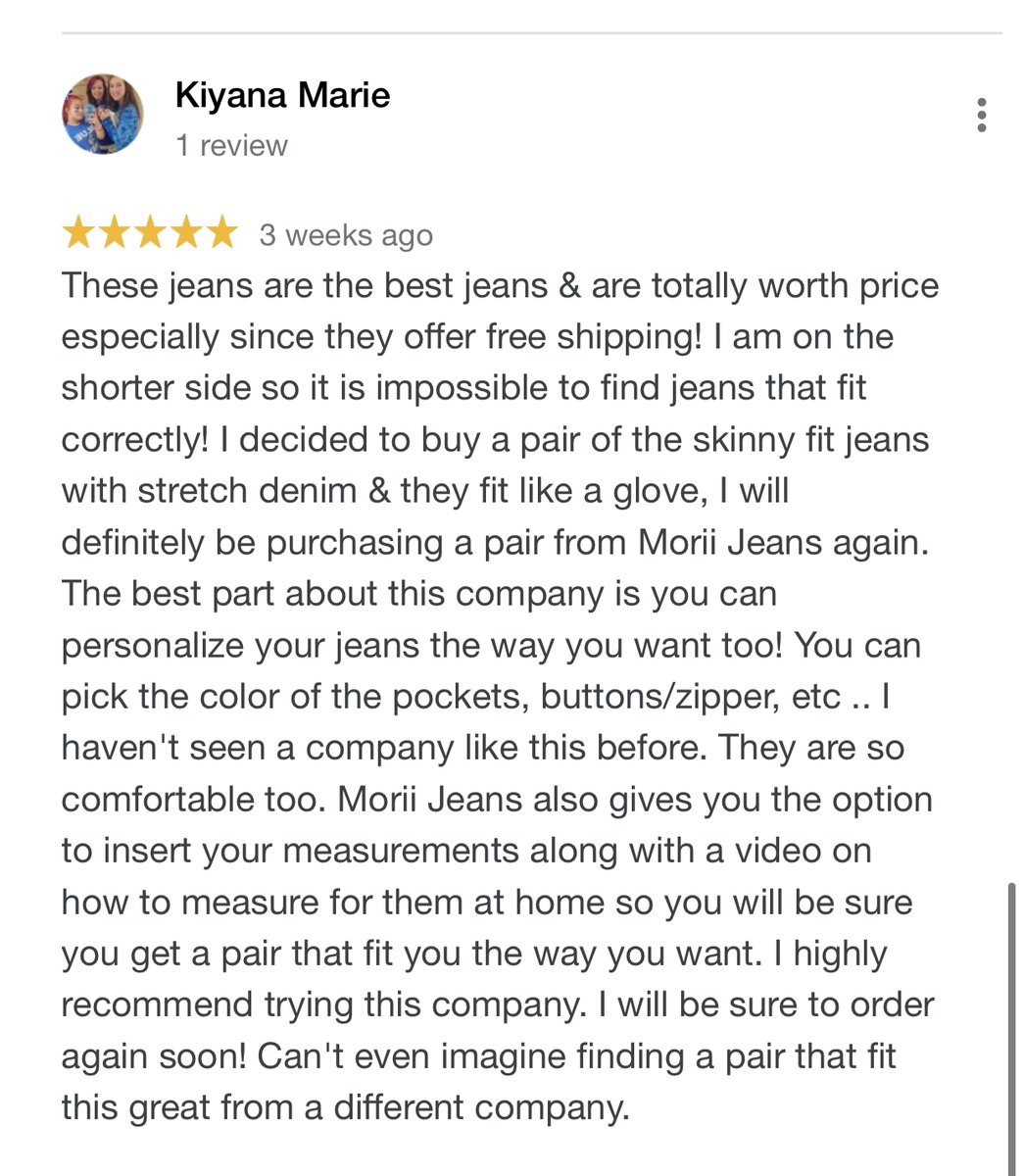 MoriiJeans's tweet photo. Fantastic review from one of our amazing customers😃 https://t.co/vwE9MFvU5X
