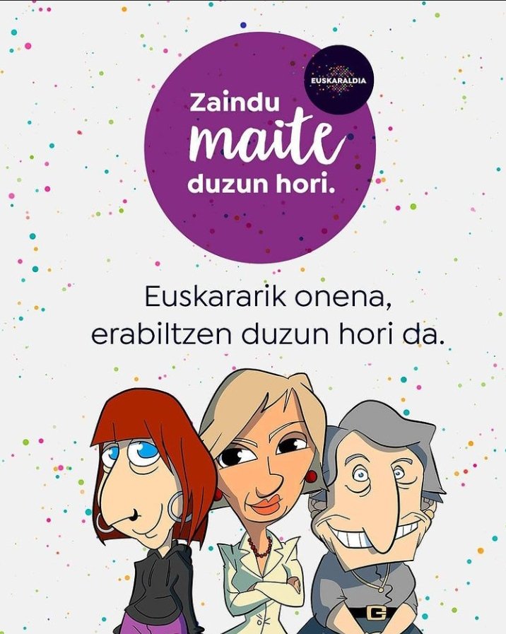 ErmuanBagara's tweet photo. Zaindu maite duzun hori 💜
Euskararik onena, erabiltzen duzun hori da. https://t.co/RV8LeHkUzt
