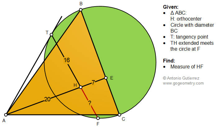 gogeometry's tweet image. #Geometry Problem 1485: Triangle, #Orthocenter, Altitude, Circle, Diameter, Tangent, Measurement gogeometry.com/school-college…