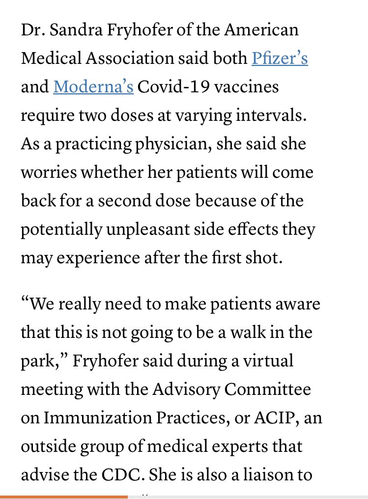 Both Moderna’s and Pfizer’s vaccines requires a 2nd injection several weeks after the first in order to achieve immunity. But what happens if millions of people (reluctantly) get the first injection, experience flu-like side effects, and then simply don’t return for the second?