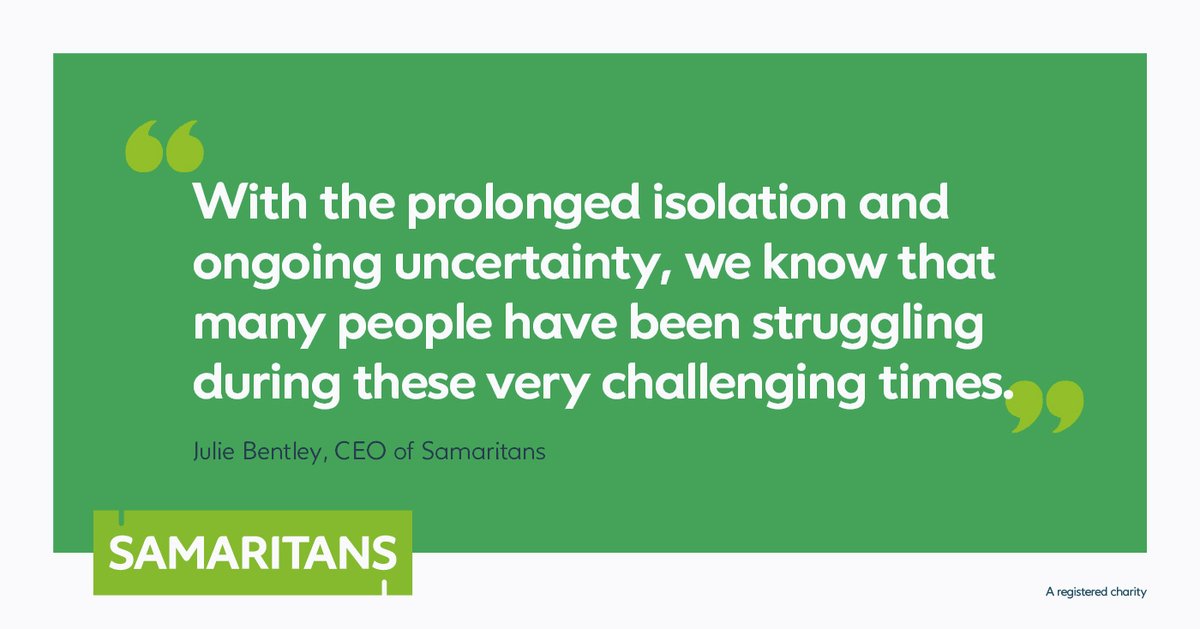  At Samaritans, we know the pandemic has had an impact on mental health. So we welcome the government's commitment to increase funding for mental health in response to the coronavirus pandemic.Read our full response  https://bit.ly/2HExzYq  (1/5)