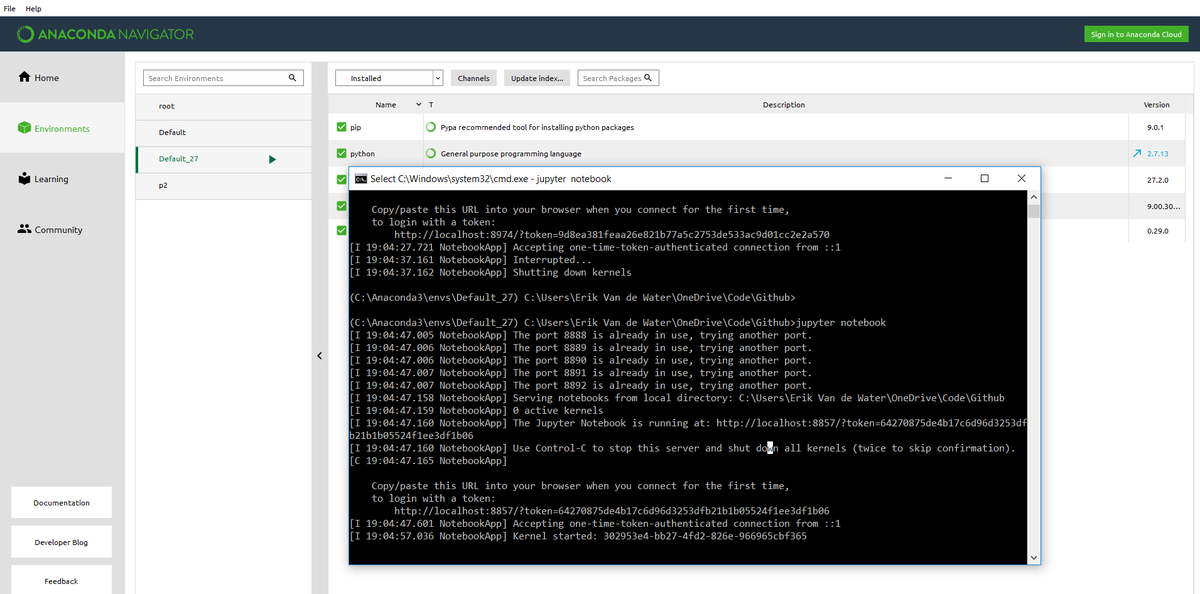 When working in Python, you will have to make Virtual environments all the time, you can either use Anaconda or venv(built into Python).Venv docs: docs.python. org/3/library/venv. htmlHere's the cheat-sheet for anaconda: http://bit. ly/2F8dpoh