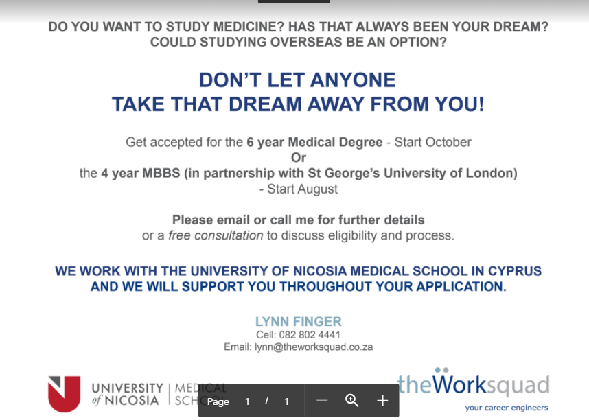 Do you want to study medicine? If the answer is yes. Kindly email lynn@theworksquad.co.za