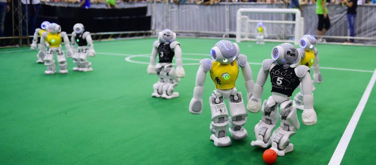 swe_moderators's tweet photo. When will Robots be a separate species? The question at today’s AI Lund seminar, raised by prof. Jacek Malek, may be well in the Future. However, a fun example of robots’ own being is the RoboCup Soccer Tournament each year ⚽️ 
#ailund #robocup #lunduniversity https://t.co/TdgQ5wasD9
